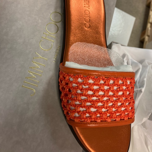 NEW JIMMY CHOO MINES RAFFIA SLIDES - Picture 4 of 4